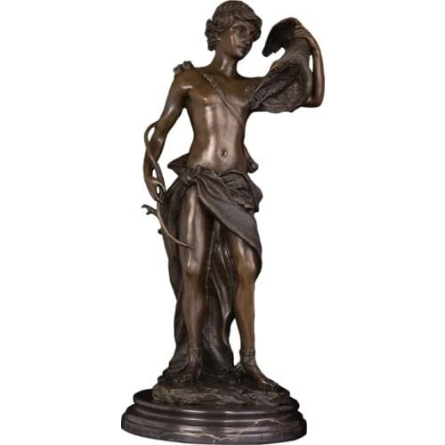 ArtsHom DS-167 Bronze Classical Statue Bronze Male Hunter And Prey Sculpture Home Decoraion Figurine for Decor