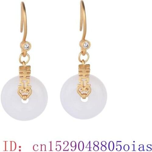 White Jade Doughnut Earrings Fashion Chalcedony Crystal Agate Amulet Natural Gemstone Jewelry Gifts Zircon Charm 925 Silver