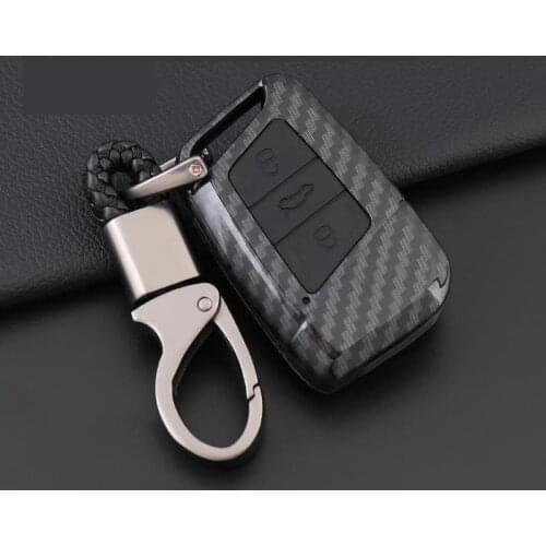 Carbon Fiber Key Case For Car 3 Buttons For Vw New Magotan Skoda Superb Passat B8 A7 Golf car key cover