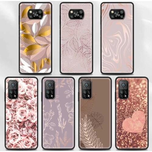 Black Soft Case For Mi Poco X3 NFC M3 Pro Pocophone F1 F3 Note 10 A2 Lite CC9E CC9 A3 TPU Shell Fundas Coque Pink Rose