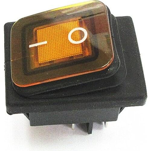 Dustrproof switch KCD2 KCD4 ON-OFF 4-foot yellow with light large silver contact copper foot 250V 16A