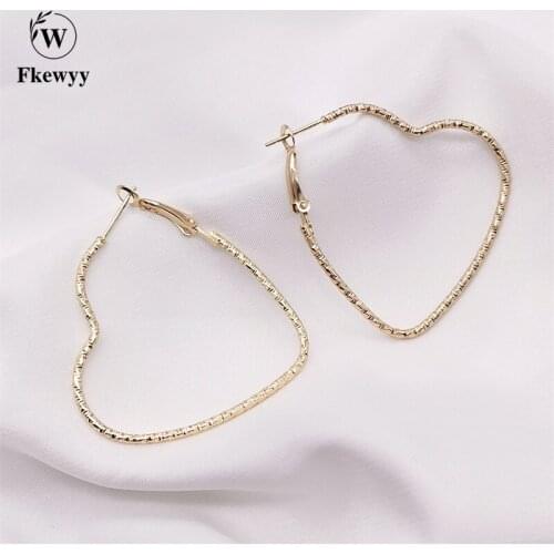 Fkewyy Earrings For Women 2021 Drop Heart Earrings Goth Accessories Party Korean Fashion Woman Earring Bohemia Luxury Jewelry