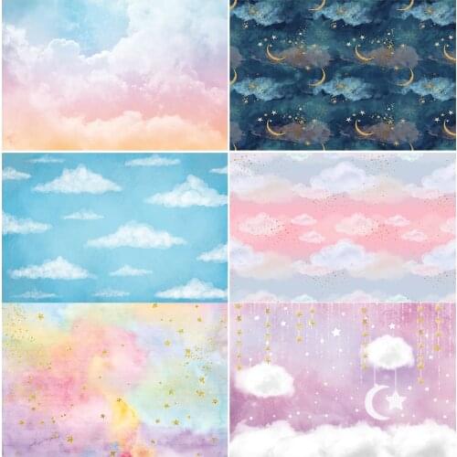 White Clouds Backdrop for Photography Newborn Kids Portrait Background for Photo Studio Children Baby Shower Photographic Studio