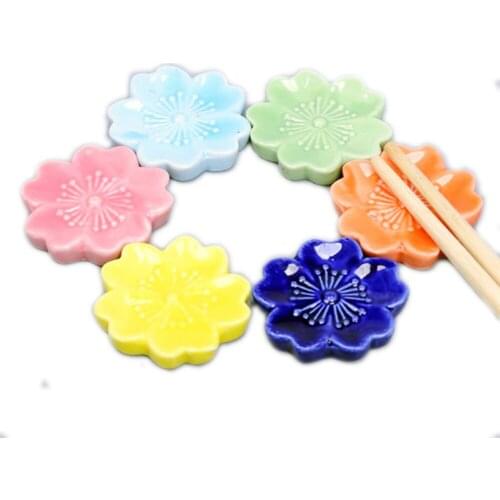 Ceramic Cherry Blossom Chopsticks Stand Multicolor Cherry Blossom Chopsticks Rack Pen Holder Ceramic Crafts
