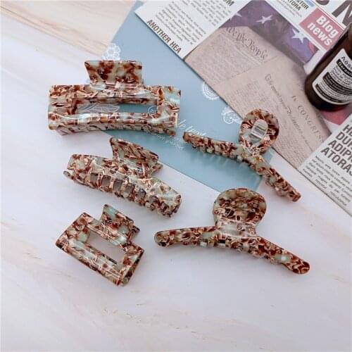 Chinese Classical Leopard Hair Claws Pins Hair Accessories Barrettes Handmade Gilded Print Acetate Hair Claws Clamps Wholesale