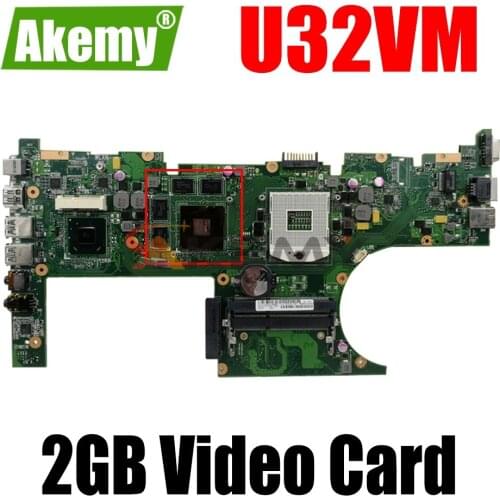 AKEMY U32VM Laptop Motherboard For ASUS U32VM U32V U32 Test Original Mainboard HM65 PGA989 2GB Video Card