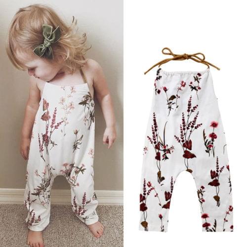 Cute Newborn Kids Baby Girl Summer Floral Strap Romper Sleeveless Jumpsuit Outfits