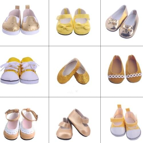 Doll Fashion Yellow Shoes Series Flat Suitable 18 Inch American Baby Doll And 43cm Baby New Dolls,Our Generations,Gifts For Girl