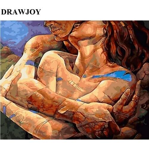 DRAWJOY Frame Figure Painting By Numbers Home Decor Wall Art Pictures for Living Room Canvas Oil Painting Modern Wall Charts