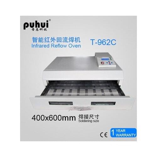 New Original 220V/110V PUHUI T-962C BGA SMD SMT Rework Station T962C Reflow Oven Machine Infrared Heater 2500W 400*600mm