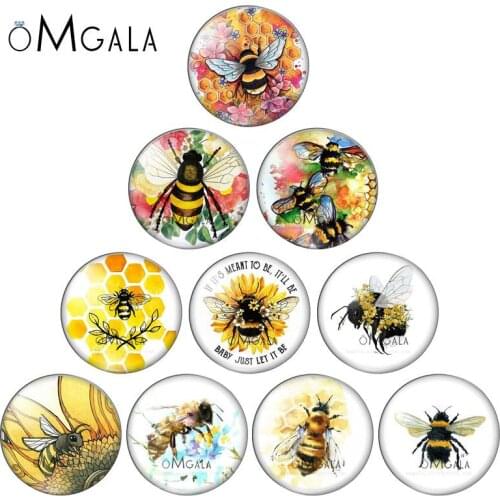 Lovely Bee Watercolor Art Paintings 8mm/10mm12mm/18mm/20mm/25mm Round photo glass cabochon demo flat back Making findings