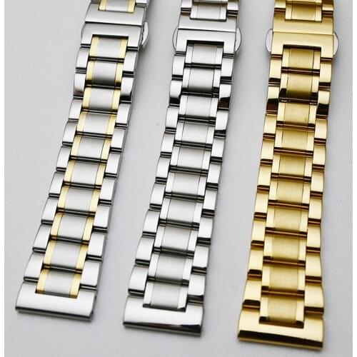 Stainless Steel Watch Band Strap 12/14/16/18/19/20/21/22/23/24mm Mens Solid Metal Bracelet Silver Black Gold for Quartz Watch