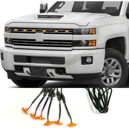 NEW For Chevrolet Silverado 3500 HD 2015-2019 Grille LED Light Raptor Trim Grill 6PCS car accessories
