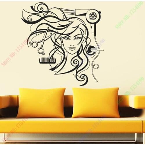 Sexy Girl Vinyl Wall Decal Hairdresser Salon Nail Barber Shop Hair Stylis Wall Sticker Hair Shop Salon Window Glass Decoration