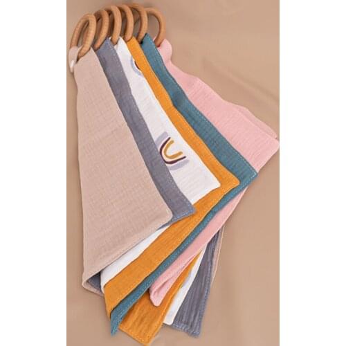 1pc Baby Saliva Towel Baby Bibs Cotton Cartoon Beech Wood Animals Teether Bandana Bib Baby Product Muslin Bibs Baby Feeding