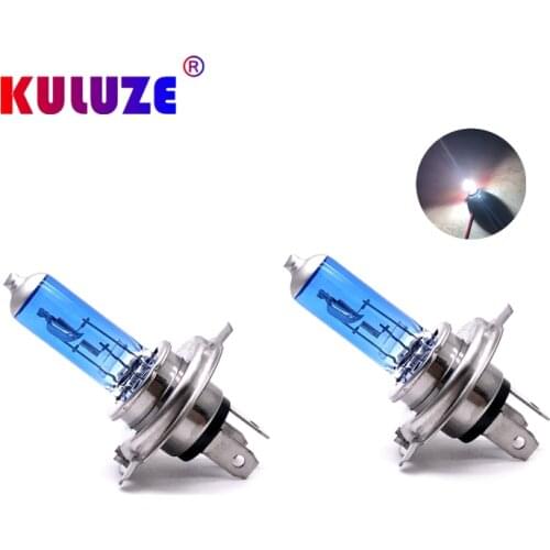 KULUZE 2pcs H4 60/55W 12V Super White Headlights P43t Quartz Halogen Bulb High Power 100W auto High low Light 5800K
