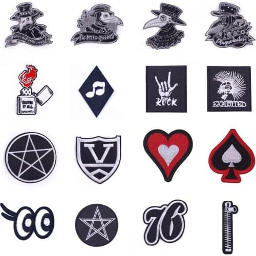 Black/White Patch Iron On Patches Embroidery Patches For Clothing Sticker Sewing Patch For Clothes DIY Stripes On Jeans Applique