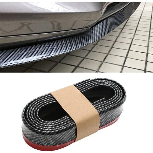 2.5M Universal Auto Car Front Bumper Lip Trim Guard Carbon Fiber Rubber Body Spoiler Protector Anti-Collision Sticker