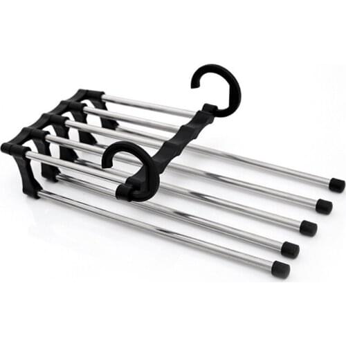 5 In 1 Pants Rack 5 Levels Stainless Steel Multi-functional Wardrobe Magic Hanger Clothes Hanger Pants Racks Storage Hanger