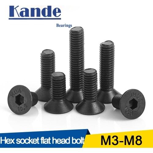 20/55pcs Hexagon Socket Flat Countersunk Head Screw Carbon Steel M2 M2.5 M3 M4 M5 M6 M8 Hex Socket Bolts Machine Screw DIN7991