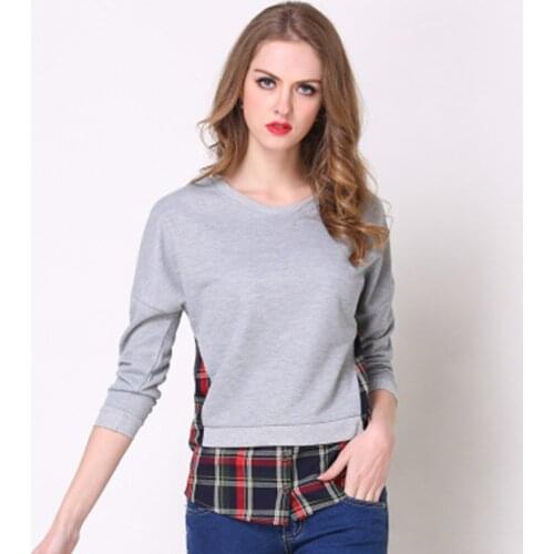 NORA TWIPS Fashion Long Sleeve fake two piece stitching Sweatshirts Plus Size 5XL Slim Autumn O-Neck Slim Women Sweatshirt A0