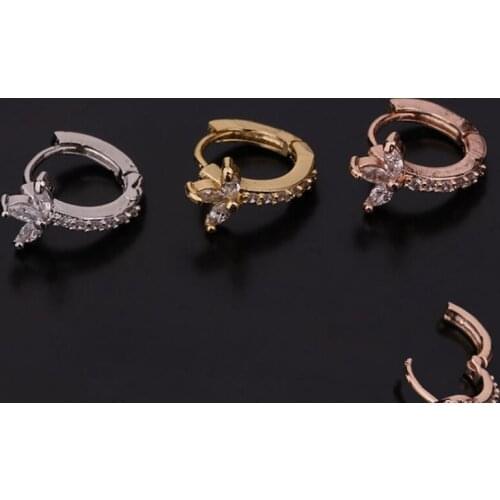 1 PCS Cute Small Shaped Ear Bone Cuff Hoop Earring Women Simple Mirco Pave CZ Circle Copper Piercing Ear Clip Jewelry