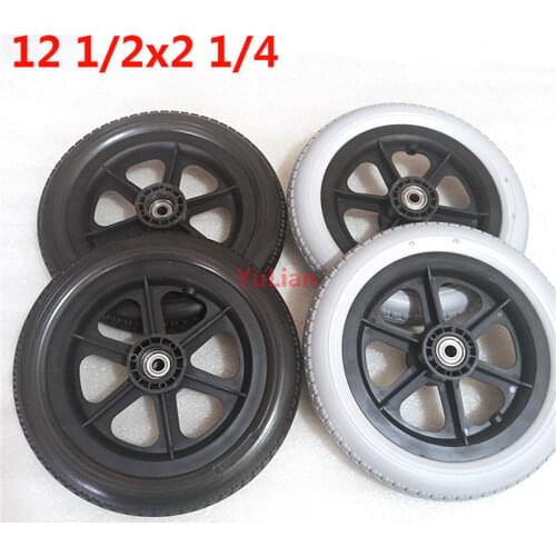 12 inches Wheelchair wheel 12 1 / 2x2 1 / 4 PU Tire Inflation Free Wheel Manual Wheelchair Rear Wheel 2 colors available