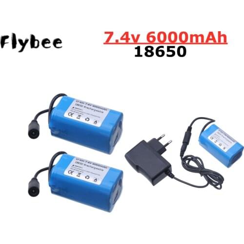 18650 Battery For T188 T888 2011-5 RC Fish Finder Fishing Bait toys Boats Spare Parts 7.4v 6000mAh 2s lipo battery charger set