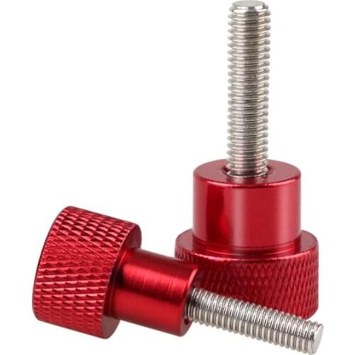 2pcs M3 M4 M5 stainless steel knurled knob flat high head screws Aluminum alloy handle big round head screw red 6-50mm length
