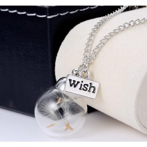 3PCS 20/25MM Glass Globe Dandelion Real Seed Globe with wish pendant Necklace Glass Orb Pendant Hand Blown Gift For Friend