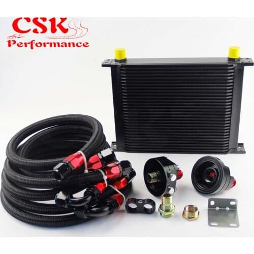 30 ROW AN-10AN UNIVERSAL ENGINE TRANSMISSION OIL COOLER KIT ALL BLACK