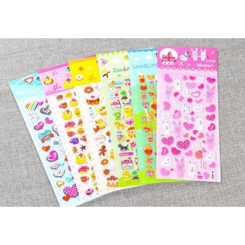5pcs Kawaii Cartoon 3D Bubble Sticker DIY Diary Scrapbook Notebook Album Cup Phone Decor Sticker Stationery School Supplies
