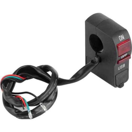 5V 2A Motorcycle Headlight Switch On Off Button with USB Charger for 0.9in Handlebar Waterproof Handlebar Power Adapter