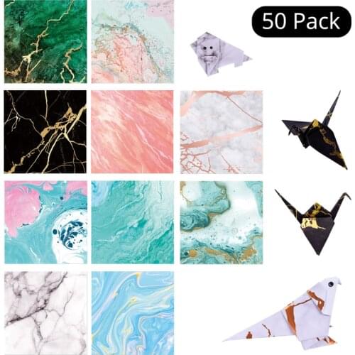 50pc/set Square Origami Paper Marble Folded Paper Bronzing Art Folded Paper Card Making DIY Scrapbooking Paper Craft Decoration