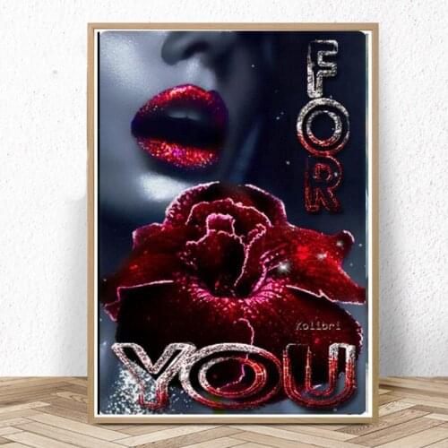 New 5D DIY full circle diamond painting rose red lips for you 3D embroidery love gift cross stitch mosaic home decoration art