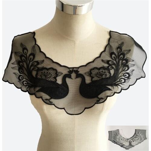 Embroidery Dress Applique Organza Lace Fabric Blouse Costume Decor Accessories DIY Lace Collar Sewing White Black 1 pcs sale