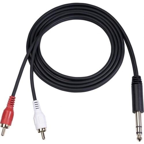 6.35mm male head to double RCA male audio cable, mixer audio cable, 1.5m lotus head one-to-two audio cable