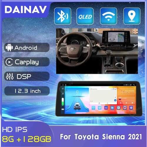 Android Car Radio 12.3 inch 2 Din GPS Navigation For Toyota Sienna 2021 Car Multimedia DVD Player Auto Radio Tape Recorder