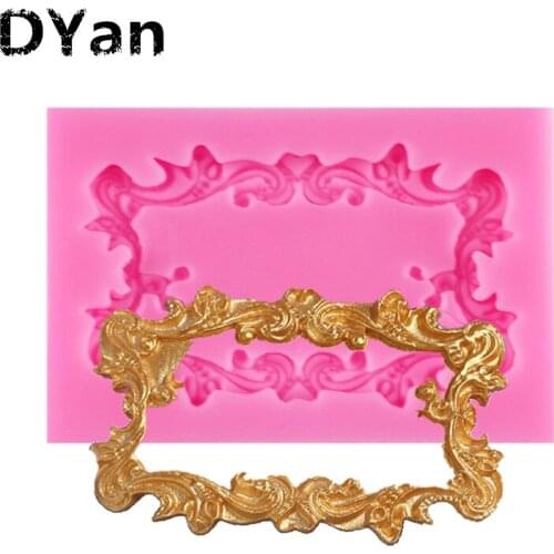 Free Shipping DIY Silicone Mold Fondant Fondant Cake Vintage Frame Silicone Mold Chocolate Cake Mold A1022