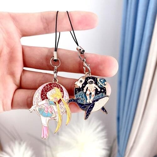 Cute Cat Keychain Astronaut Beautiful Girls Phone Strap Hang Rope Smart Phone Charm Car keys Decor Birthday Gifts for Men Women