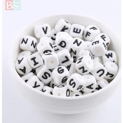 20pc 12mm Silicone English Alphabet Letter Beads BPA Free Silicone Teether DIY Nursing Teething Necklace Pacifier Chain Baby Toy