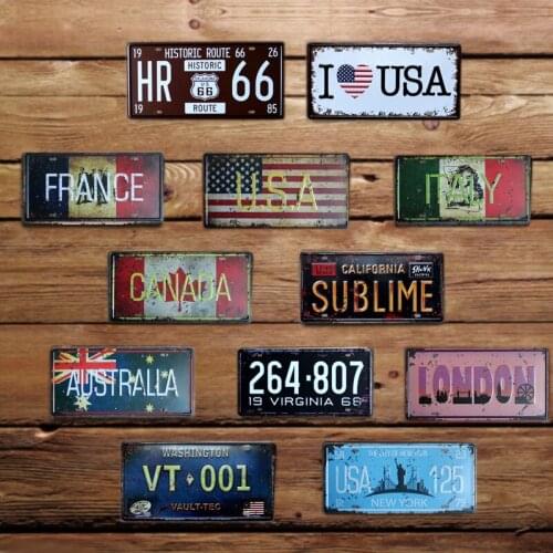 Car License Metal Plate Vintage Home Decor Flag Tin Sign Bar Pub Garage Decorative Metal Sign Art Plaque