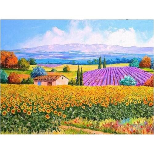 Countryside Diamond Embroidery Painting Sunflowers Mosaic Rhinestone Sticker Wall Decor Puzzle Picture Diamond Dotz Large Size