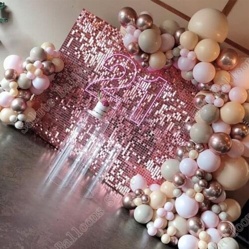 158PCS Double Maca Pinkrose Gold Cream Peach Double Apricot Balloon Garland Weddingdecoration Balloon Arch Birthday Showershower