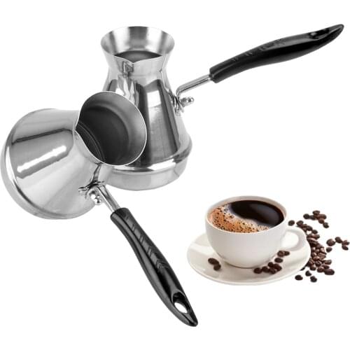 Turkish Coffee Pot Stainless Steel Coffee Utensils European Long Handle Moka Pot Butter Melting Pot Kitchen Tools