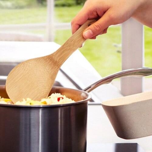 2/5PC Rice Spoon Bamboo Wooden Spoon Soup Spoon Tableware Food Spoon Dinner Rice for Kitchen Cooking Tool