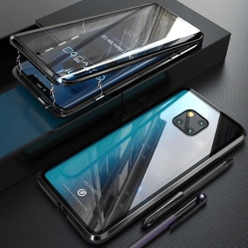 360 Metal Magnetic Cases For Huawei P40 P30 Pro Nova 6 5 Case For Huawei Mate 30 P40 P30 Lite Double Sided Tempered Glass Cover