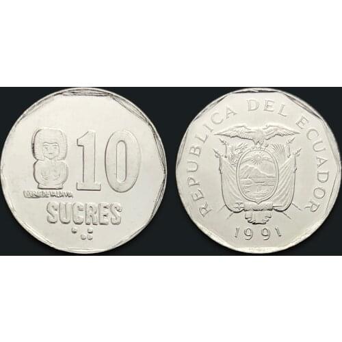Ecuadorian 10 Sucre coin 1991 100% Real Original Collection Coins Unc Genuine Coin