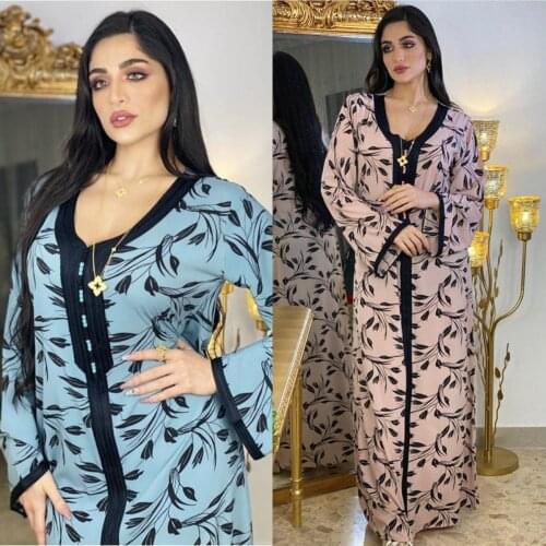Ramadan Dubai Muslim Dress Women Prayer Floral Abaya Moroccan Kaftan Arabic Eid Turkey Islamic Clothing India Dresses Gown Robe