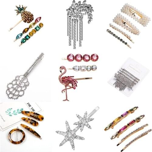Shell Set Standing Bird Pineapple Hair Clips Various Pearl Rhinestone Women Hairpins ZA Style Hot Selling Hair Accessories FJ080